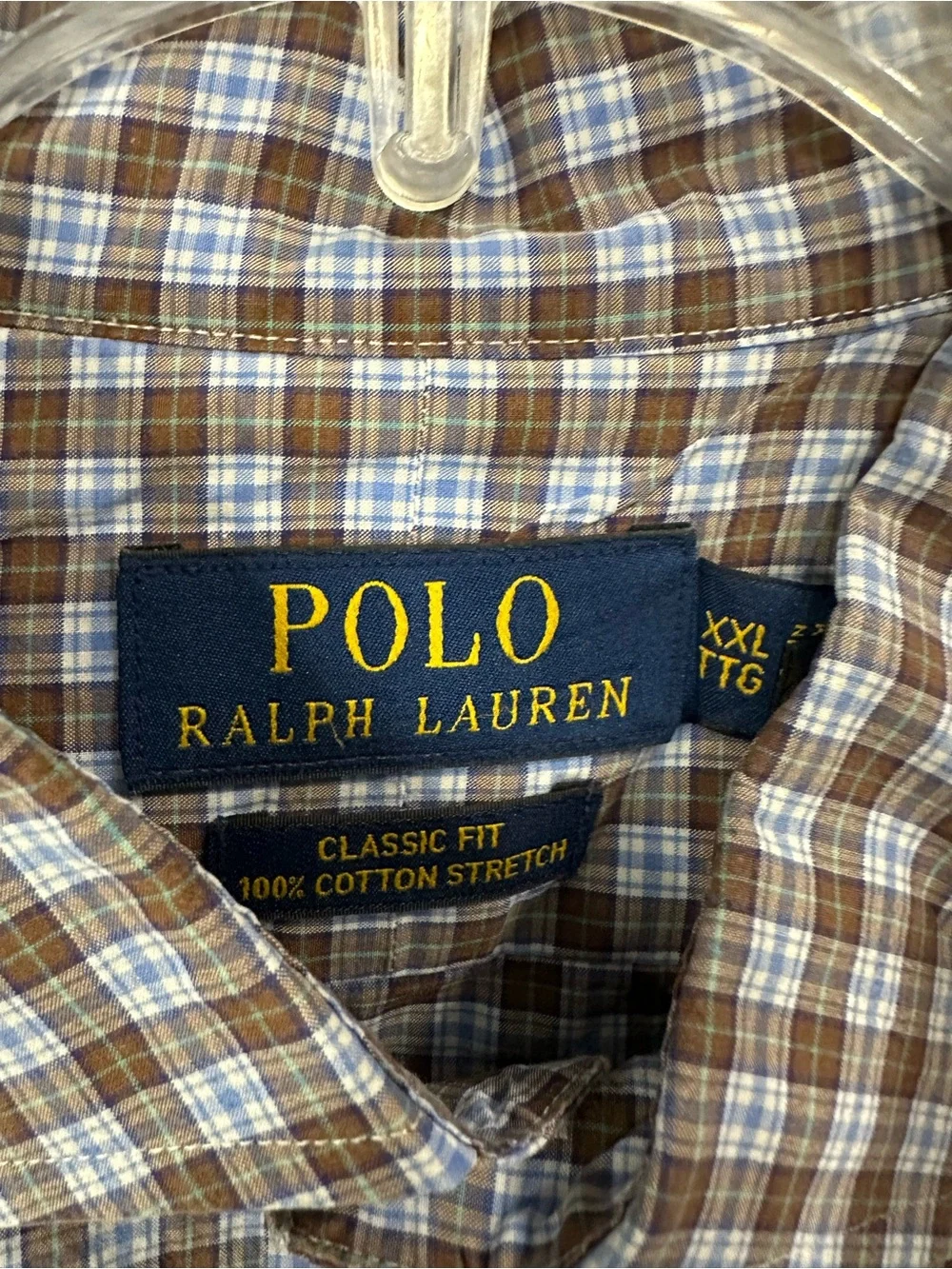 Polo by Ralph Lauren Brown and White Check Plaid Button Front Shirt